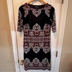 INC International Concepts Dress- Stretch- Black/Brown/Tan- Size 0